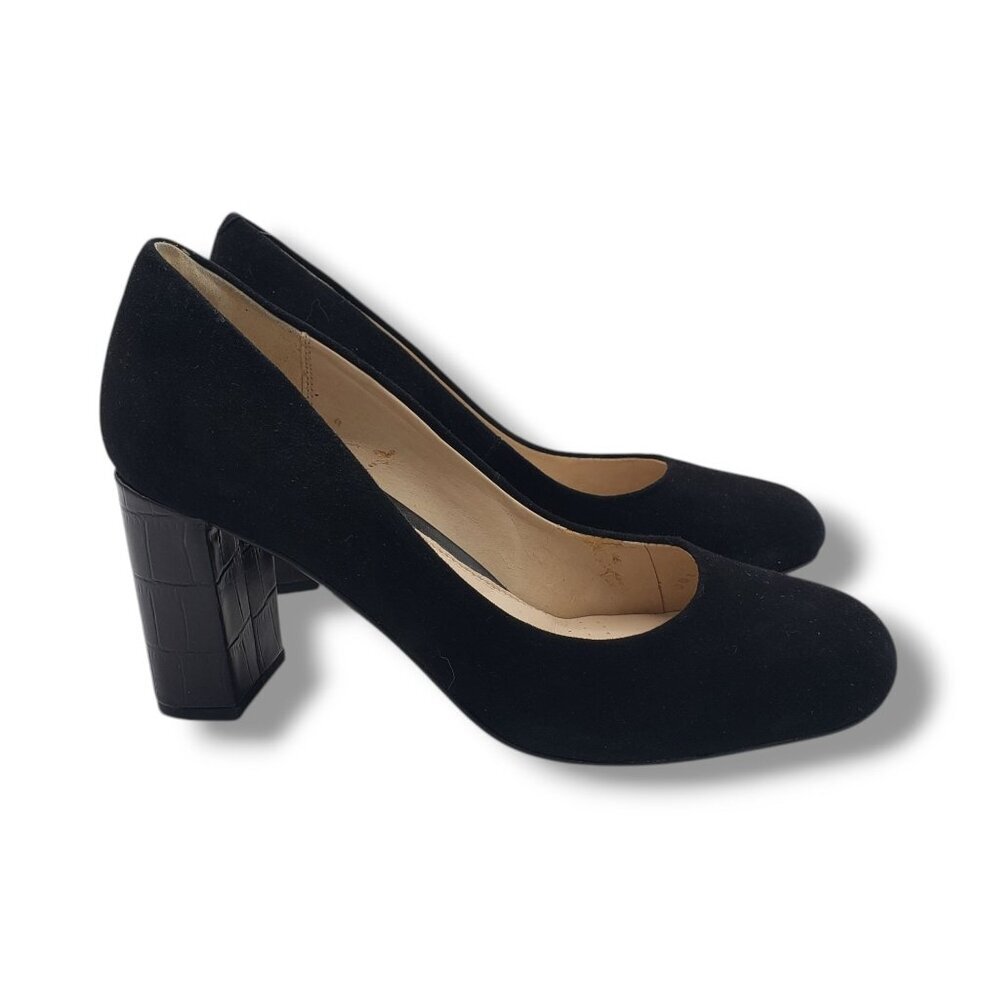 Clarks Narrative Gabriel Mist Pump Womens 8 Black‎ Suede Square Toe